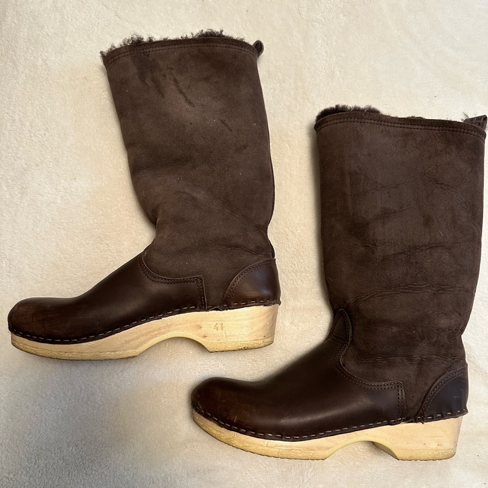 No. 6 Shearling Clog Boots. Women’s size 10 (eur 41) Dark Brown